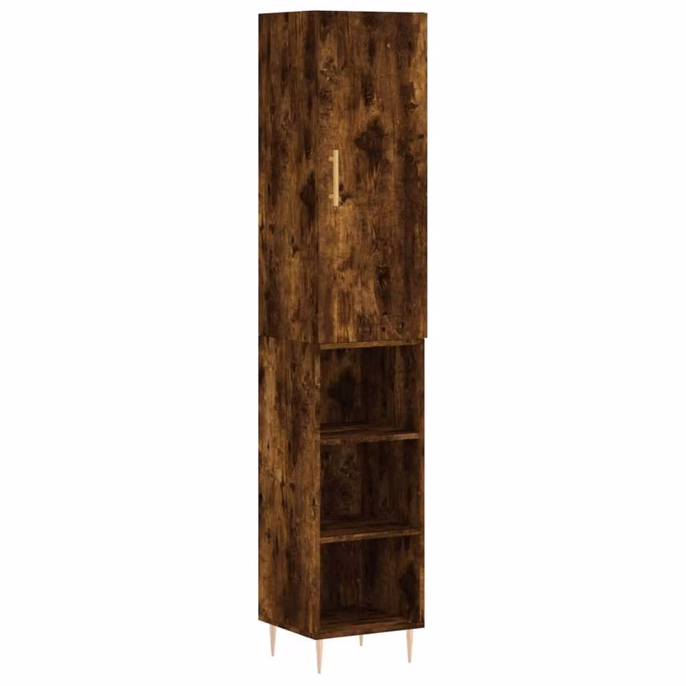 Berkfield Home Modern Smoked Oak Highboard in Brown, W/D/H: 34.5 x 34.0 x 180.0 cm – 3