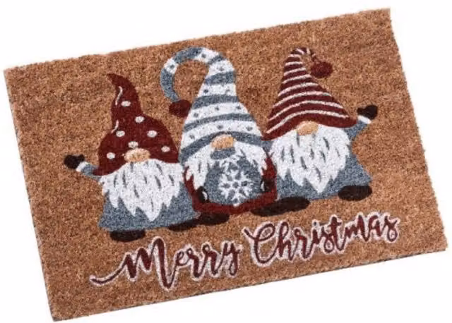 Samuel Alexander Brown Coir Christmas Three Gonks Doormat, W: 60 cm, D: 40 cm