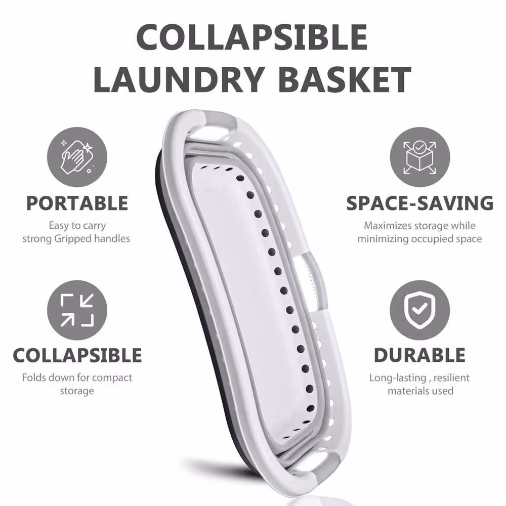EONLION Collapsible Laundry Basket, 37L Capacity, Grey – 5