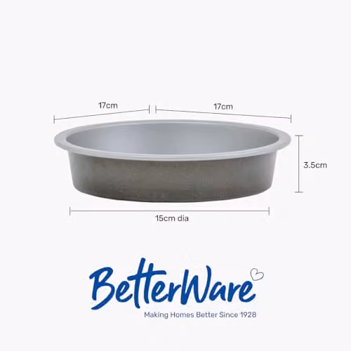 BetterWare Non-Stick Carbon Steel Air Fryer Cake Tin Set of 2, Silver and Grey, Diameter: 17 cm – 7