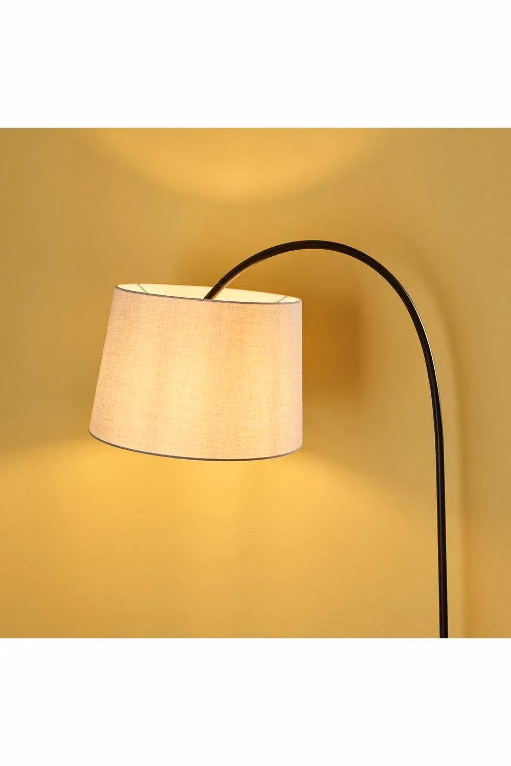 Netlighting Carlson Single Light Floor Lamp in Matt Black and Light Grey Cotton Mix with E27 Fitting – 3