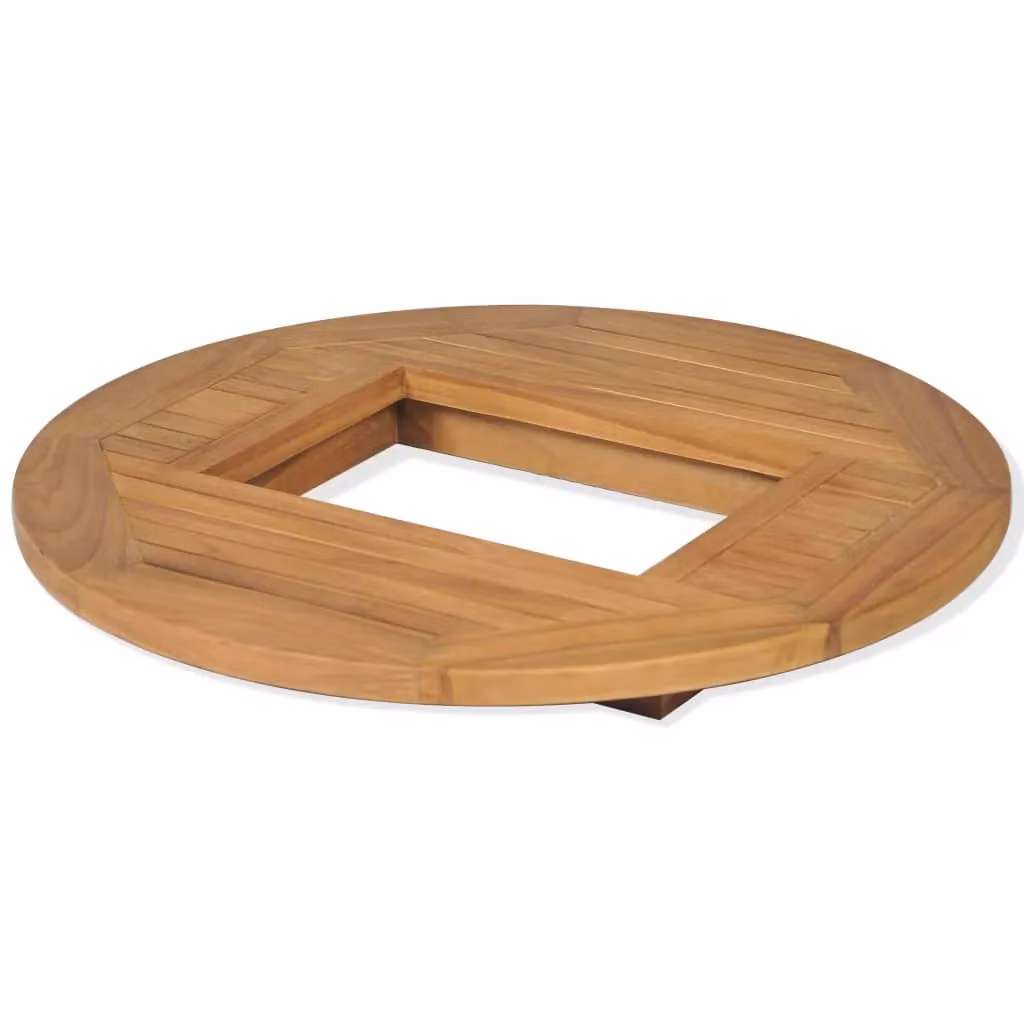 Berkfield Home Beer Crate Tabletop Teak Wood Drop Leaf Table in Brown, Diameter: 70 cm – 2