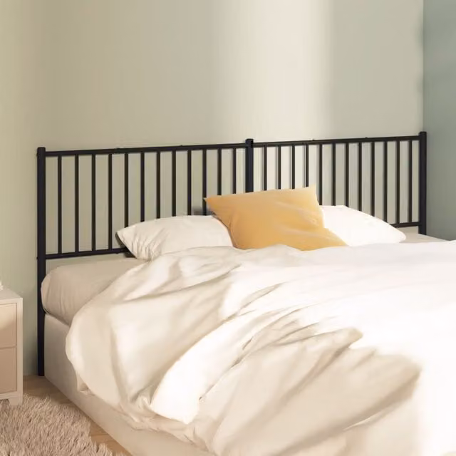Berkfield Home Classic Metal Headboard in Black, Width: 200 cm – 1