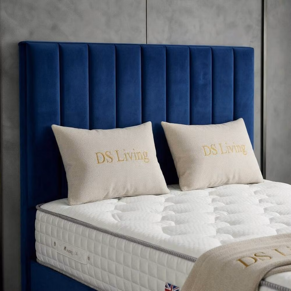 DS Living Aether Modern Upholstered Velvet Divan Bed in Blue, W: 180 cm, D: 200 cm – 2