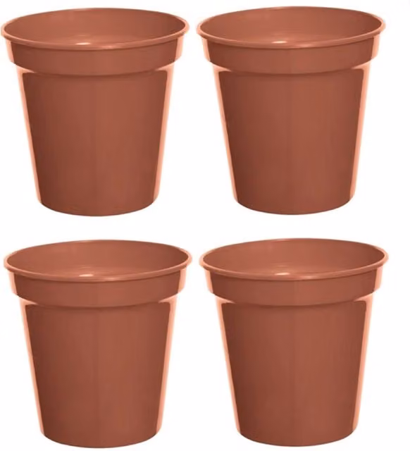 Whitefurze Plastic Plant Pot and Planter, 25 cm, Orange and Brown