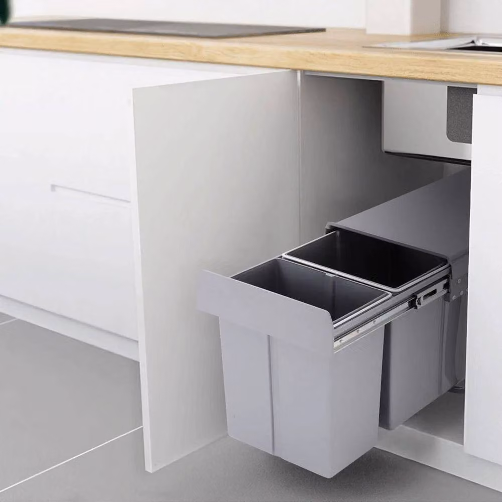 EONLION Grey Pull Out Kitchen Waste Bin with 10L and 20L Capacity and Soft Close Mechanism – 3