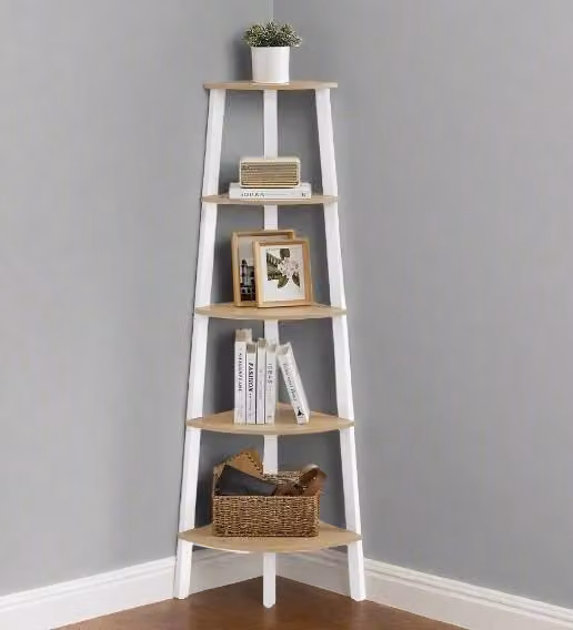 Modcraft White 5-Tier Industrial Style Corner Shelf Display Unit