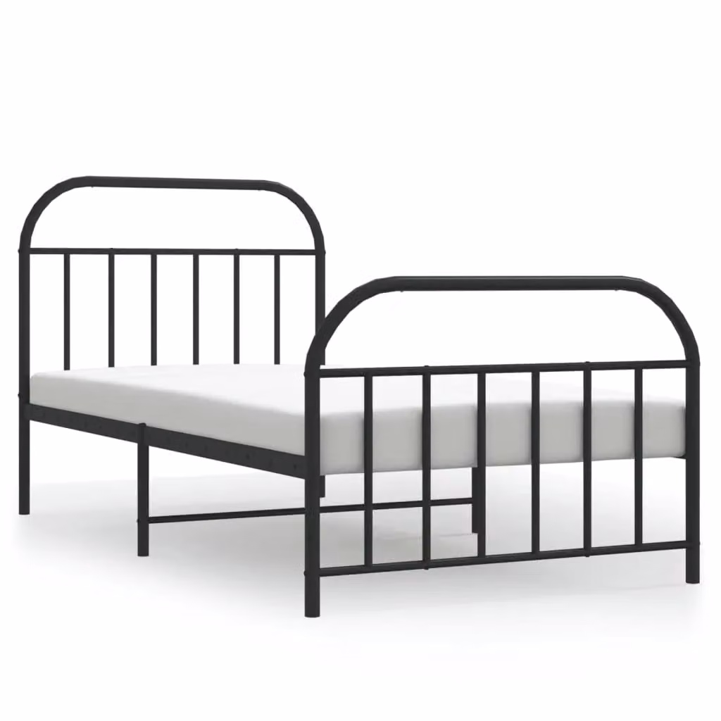 Berkfield Home Metal Bed Frame with Headboard and Footboard in Black, W: 107 cm, L: 203 cm – 2