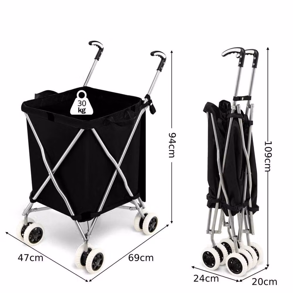 Kelvenix Lightweight Folding Grocery Shopping Cart in Black – 2