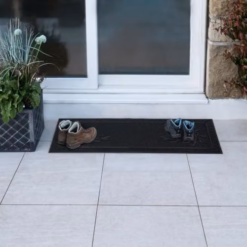 JVL Black Rubber Pin Patio Doormat, W: 45 cm, L: 120 cm – 2