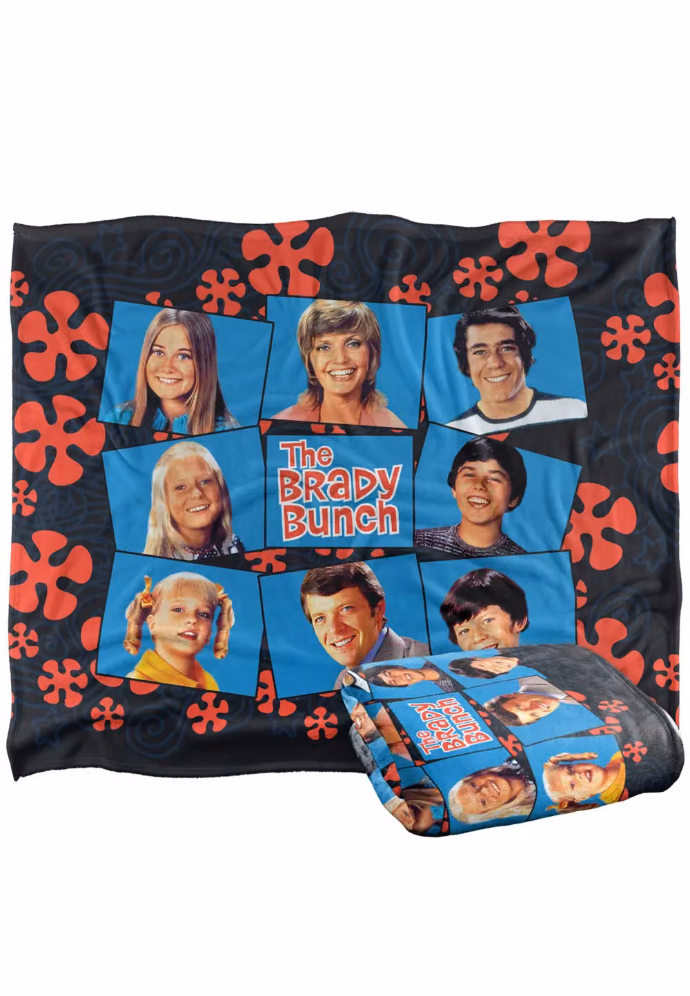 Trevco Brady Bunch Squares Silky Touch Super Soft Fleece Throw Blanket, White, W/D/H: 152 x 127 cm – 2