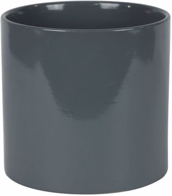 KDMD Hortus Sofia Glossy Grey Ceramic Tabletop Pot, W: 17 cm, D: 17 cm, H: 17.5 cm – 1