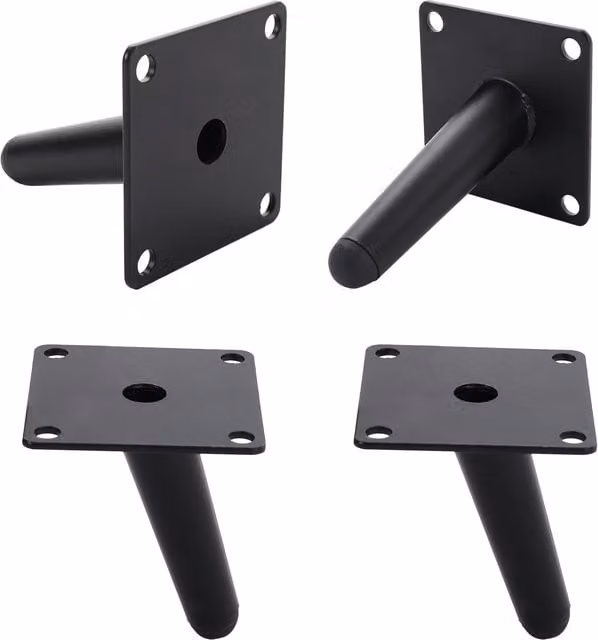 Livingandhome Modern Tapered Metal Furniture Replacement Legs in Matt Black, Height: 10 cm