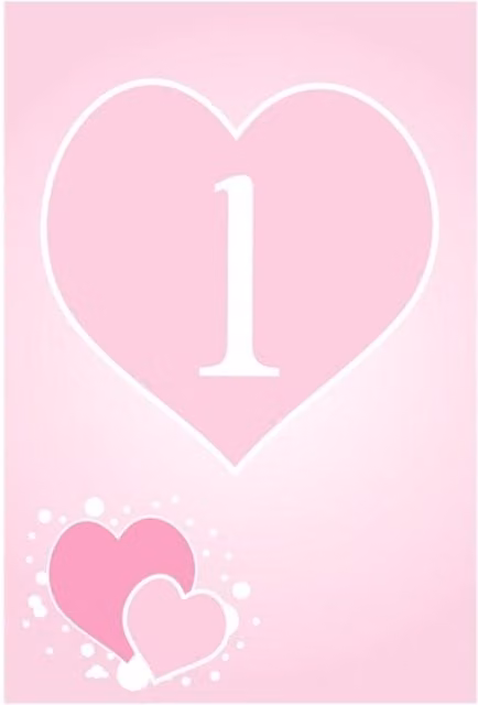 KDMD Pink Hearts Laminated Table Numbers, 72 Plastic Cards, Pink