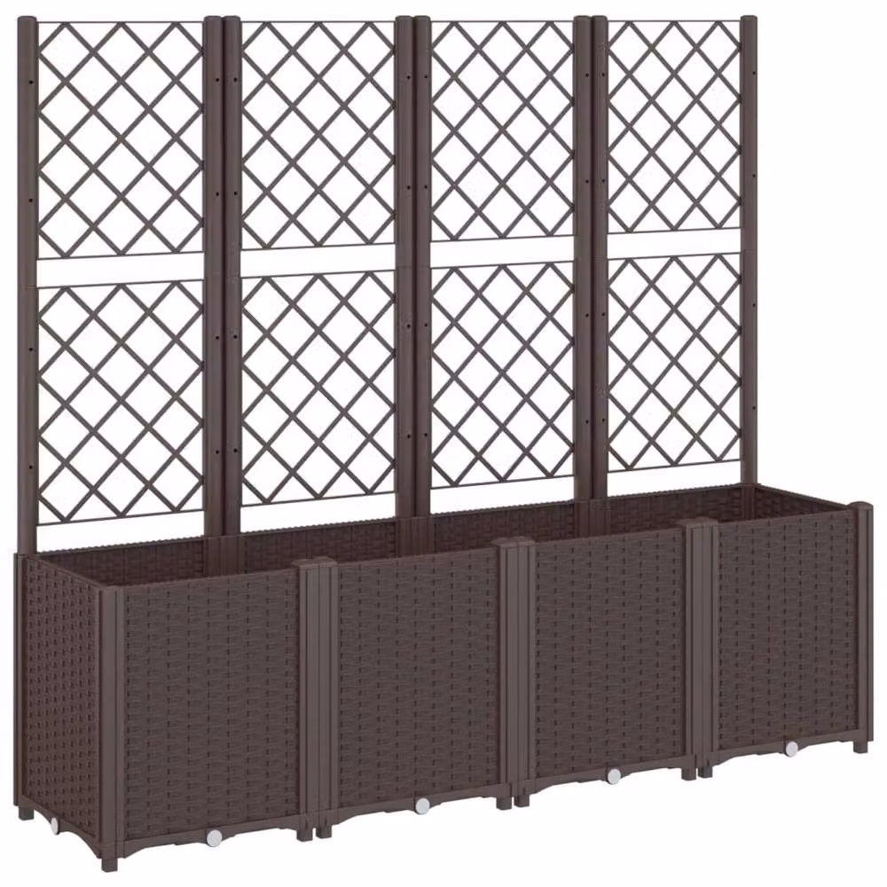 Berkfield Home Garden Planter with Trellis in Brown, W/D/H: 160 x 40 x 140 cm – 2