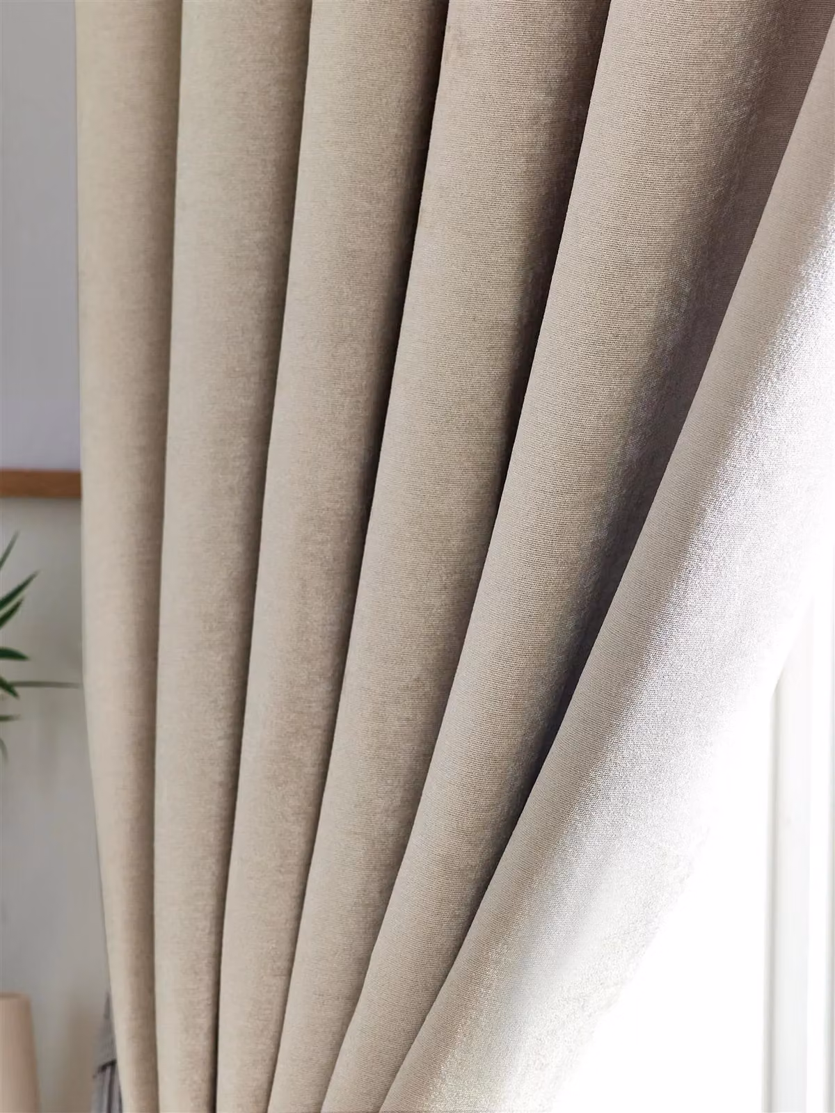 Luxury Living Chenille Blackout Pencil Pleat Top Curtains in Beige, W: 117 cm, H: 96.5 cm – 3