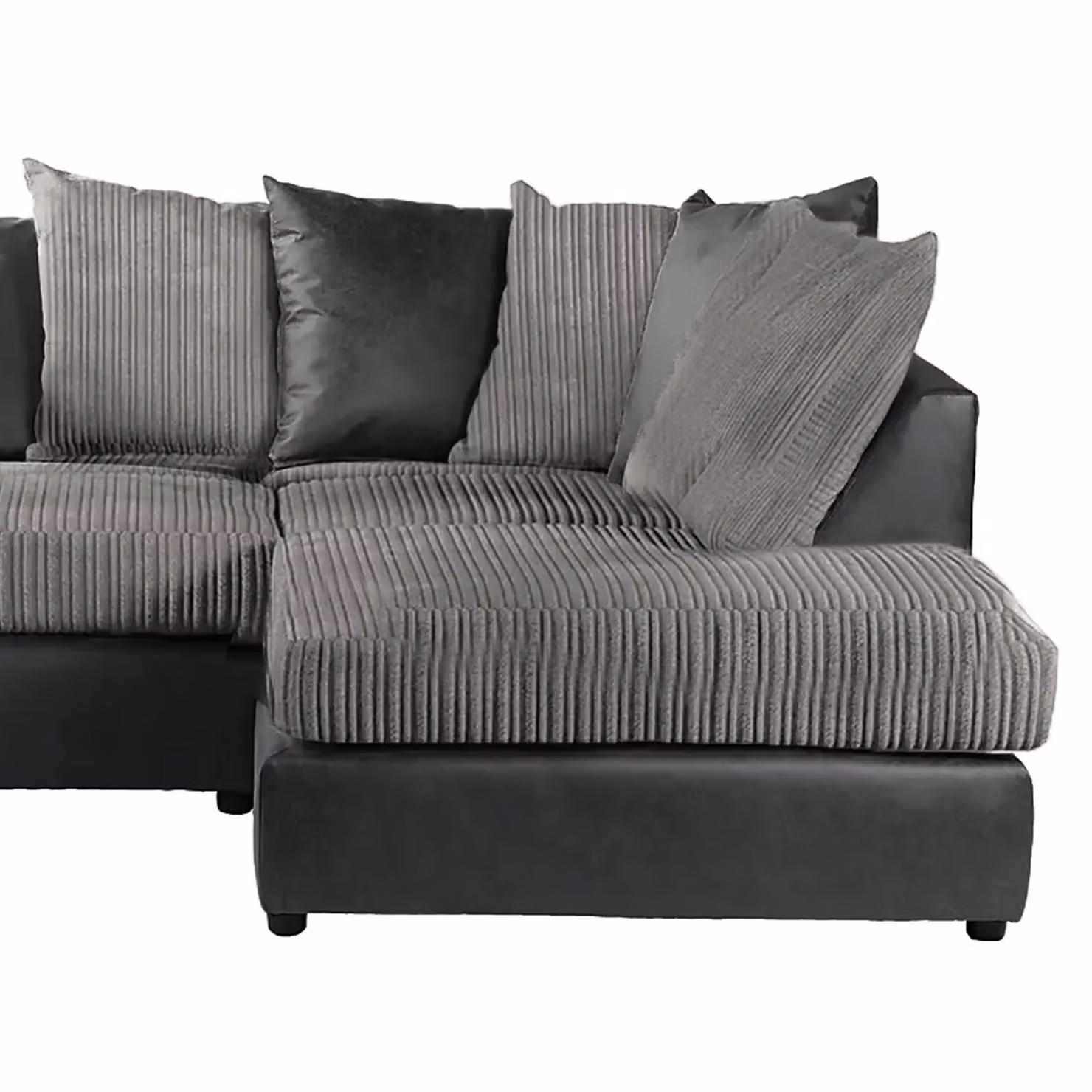 Furnishings For Less UK Luxor Jumbo Cord 5 Seater Corner Sofa, Grey, Right Hand Facing – 2