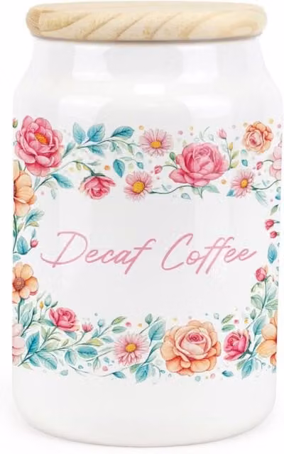 Purely Home Pink Floral Ceramic Decaf Coffee Storage Canister