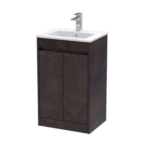 Balterley Modern Floor Standing 2 Door Bathroom Vanity Unit with Rectangular Basin and Soft Close Doors in Metallic Slate Grey, W/D/H: 52 x 39.5 x 83.5 cm – 4