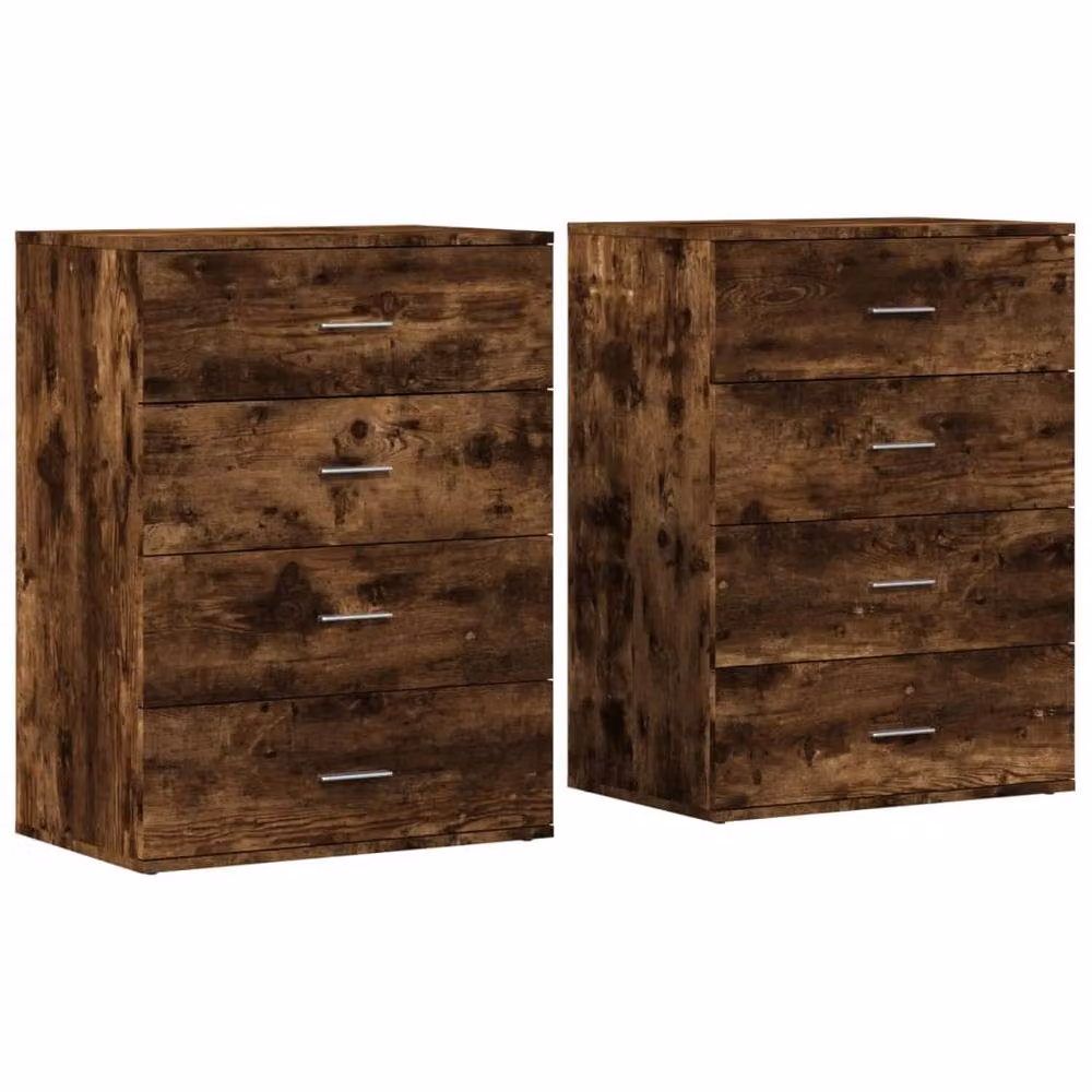 Berkfield Home Set of 2 Modern Smoked Oak Sideboards in Brown, W/D/H: 60 x 39 x 80 cm – 2