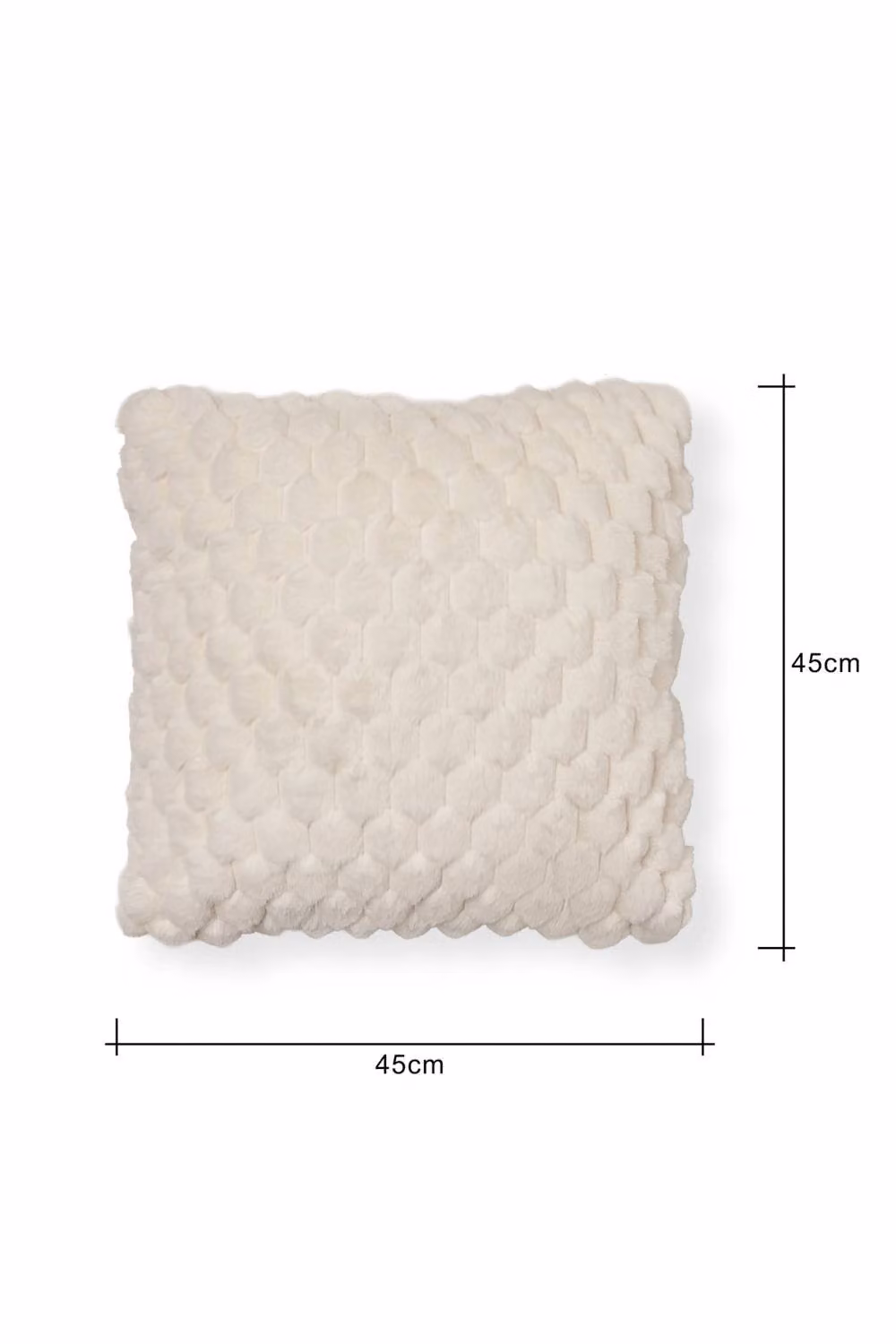 BHS Honeycomb Faux Fur Square Cushion in Beige and White, W/D/H: 45 x 45 x 45 cm – 2