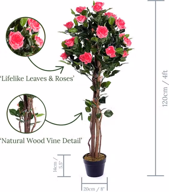 Best Artificial Pink Rose Flower Tree, Height: 120 cm