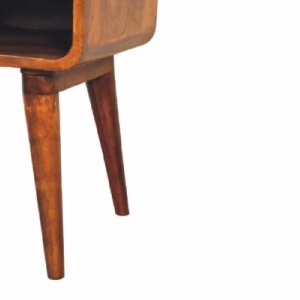 Wyld Haus Honfleur Curve Bedside Table in Brown Mango Wood with Drawer and Shelf, W/D/H: 45 x 35 x 56 cm – 6