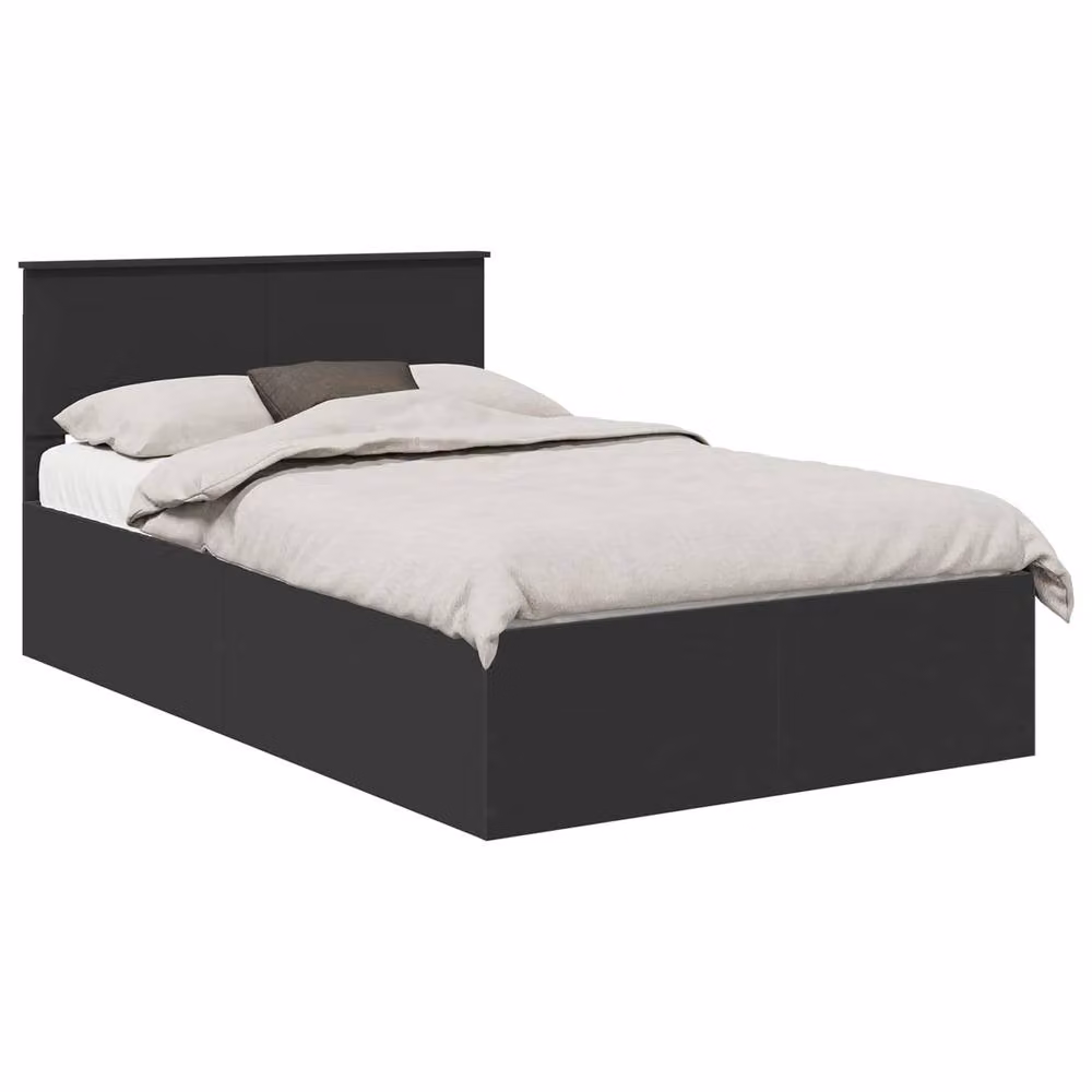 Berkfield Home Modern Bed Frame with Headboard in Black, Engineered Wood, W/D/H: 120 x 190 cm – 2