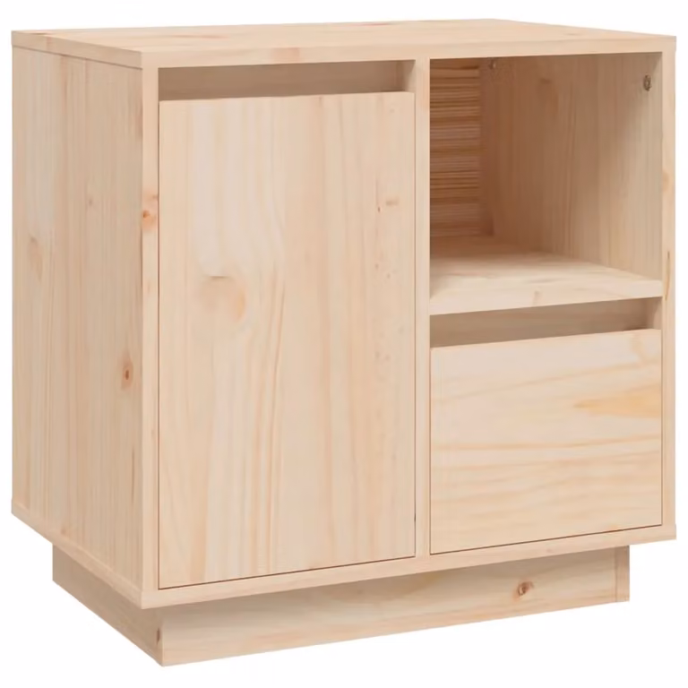 Berkfield Home Solid Wood Pine Bedside Cabinet in Brown and Beige, W/D/H: 50 x 34 x 50 cm