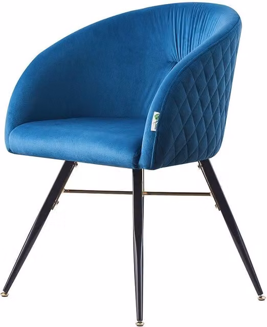 Life Interiors Vittorio Velvet Dining Chair with Armrests in Blue and Black Metal Legs – 2
