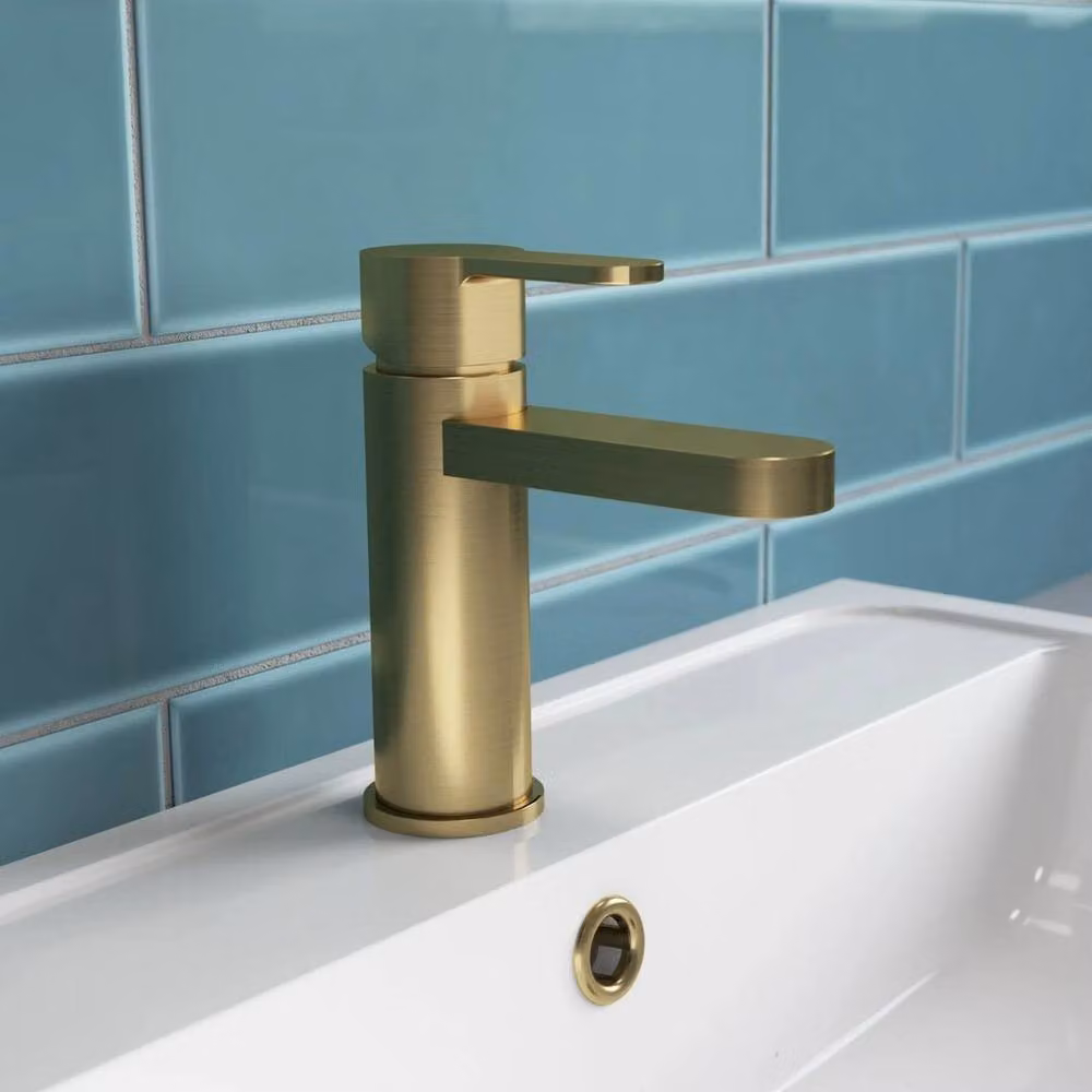 Nuie Arvan Brushed Brass Mono Basin Mixer Tap with Pop Up Waste in Gold – 3