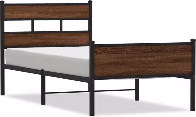 Berkfield Home Classic Bed Frame in Brown Oak, W/D/H: 90 x 200 cm