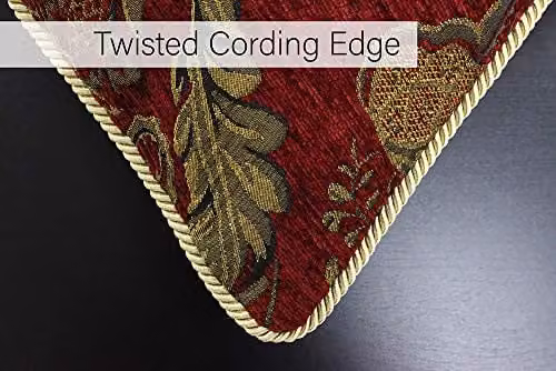 Riva Paoletti Shiraz Large Square Filled Cushion in Red Embroidered Damask Jacquard with Gold Piped Edges, W/D/H: 58 x 58 x 58 cm – 5