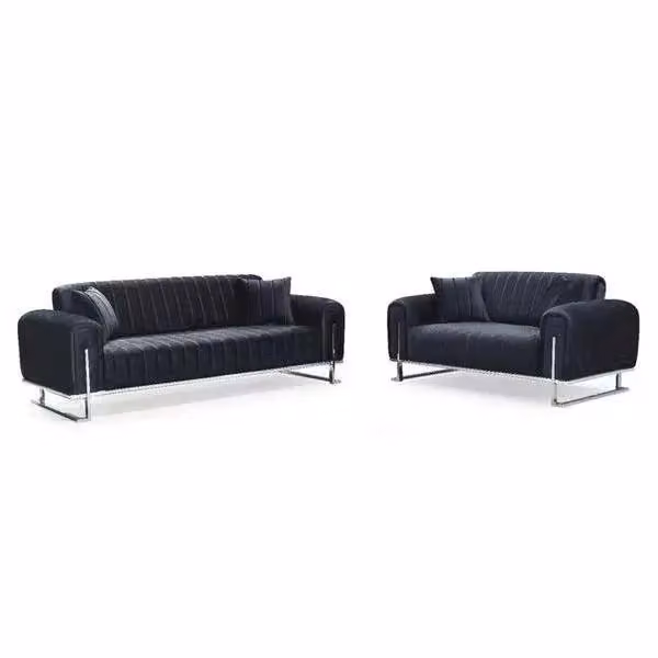 Sliding Wardrobes 4U Mandy 5 Piece Plush Velvet Sofa Set in Black – 2