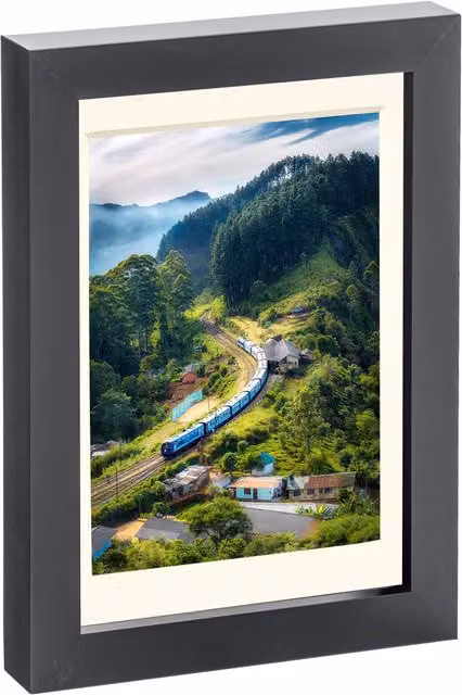 Nicola Spring Single Rectangular Photo Frame in Black with White Mount and Glass – 4