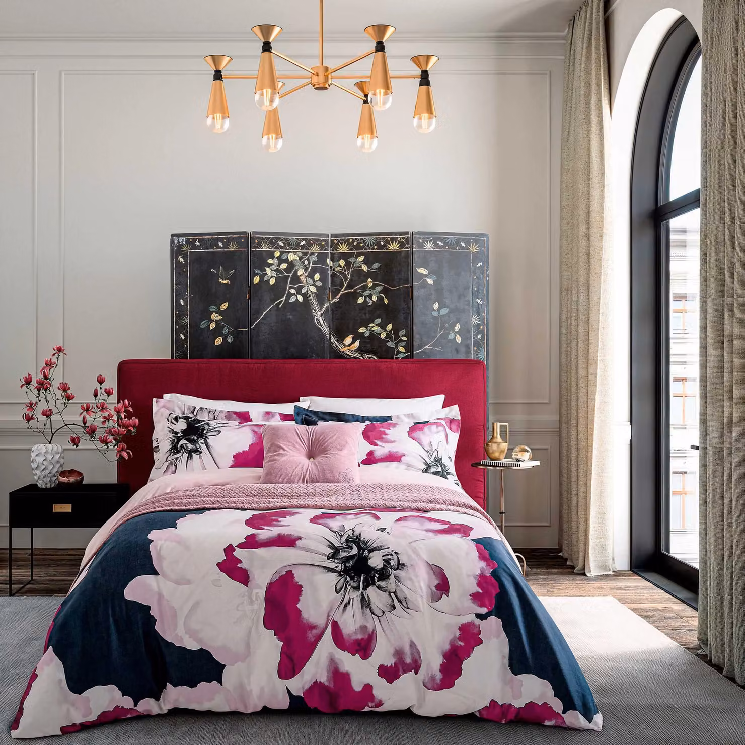 Ted Baker Inky Bloom Reversible Cotton Mako Satin Duvet Cover and Pillowcase Set, Multicolour, W: 200 cm, H: 200 cm, L: 180 cm – 2