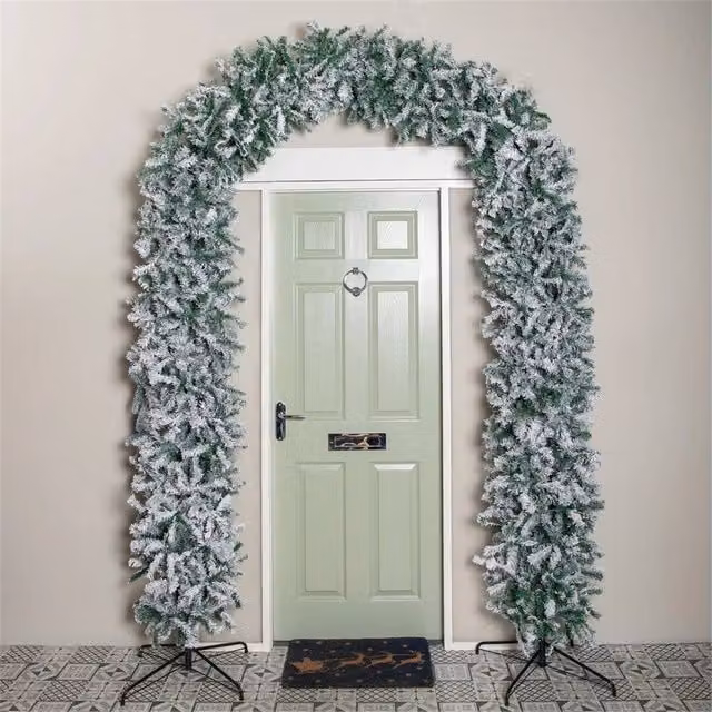 KORVIXA White Snow Flocked Single Door Christmas Tree Arch, H 200 cm x W 45 cm x D 45 cm