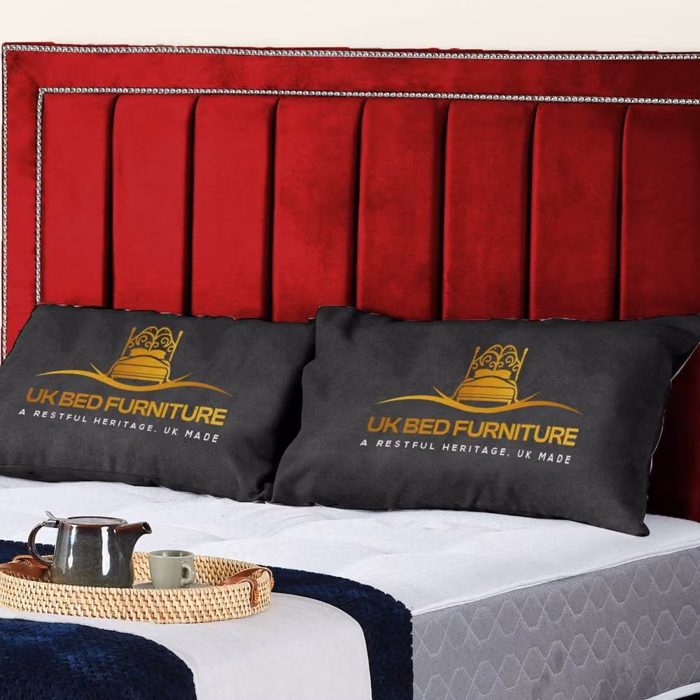 UK Bed Furniture Fiona Upholstered Slatted Base Bed in Red Velvet, Size: 140 x 200 cm – 2