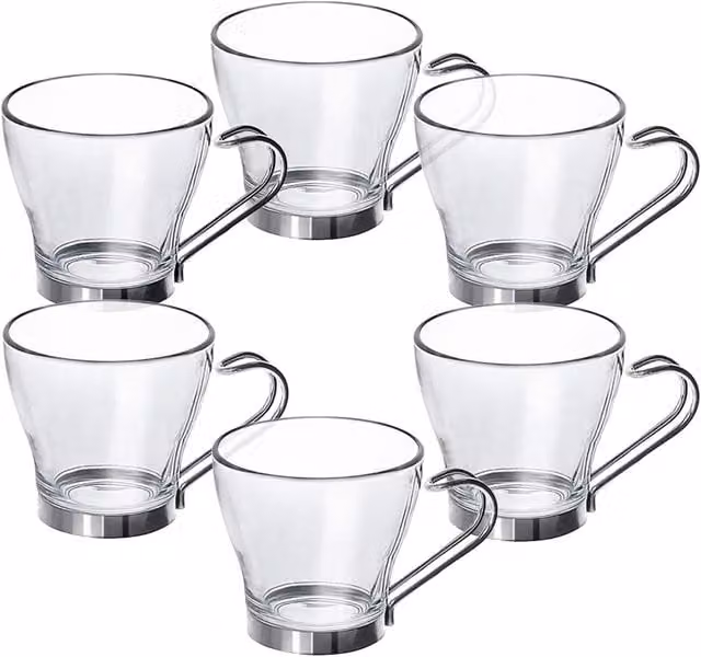 Lucenté Urban Living Glass Espresso Coffee Cups, Set of 6, Clear, 80ml
