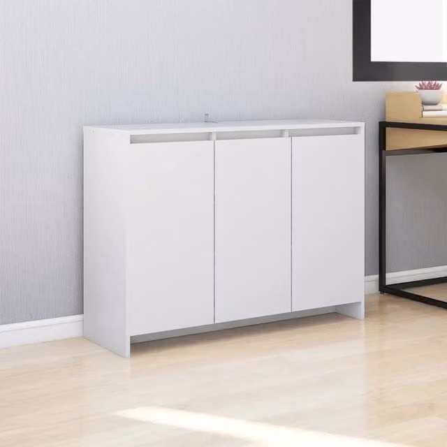Berkfield Home White Matt Sideboard in Engineered Wood W/D/H: 102 x 33 x 75 cm