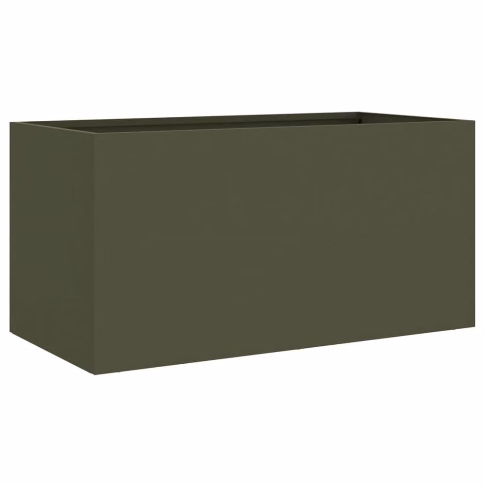 Berkfield Home Steel Planter Tub, Green, W: 62 cm, D: 30 cm, H: 29 cm – 3