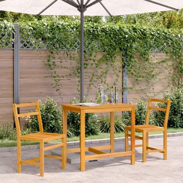 Berkfield Home 3 Piece Acacia Wood Balcony Set in Brown – 1