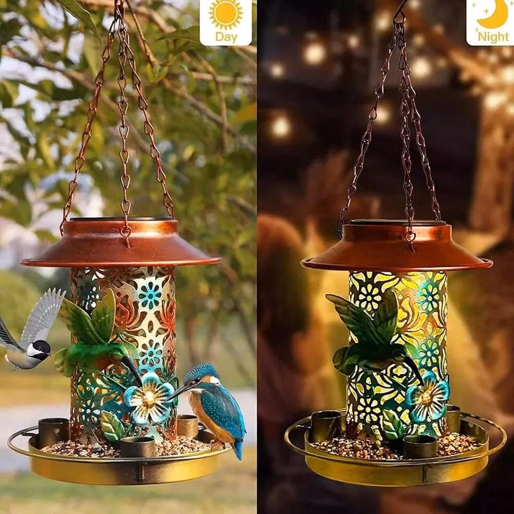 Kelvenix Solar Powered Vintage Style Bird Feeder Lantern in Bronze – 3