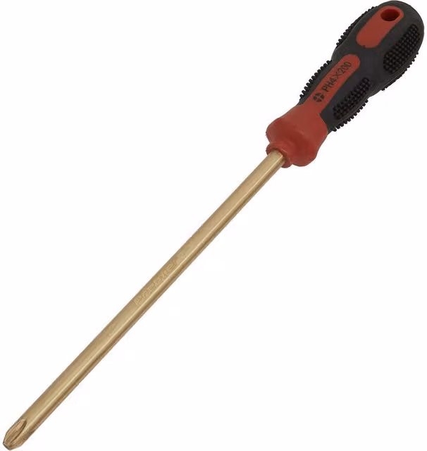 Loops Non-Sparking Phillips Screwdriver with Red Soft Grip Handle, #4 x 200mm