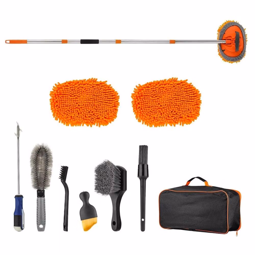 SPETLEK 62 inch Telescopic Car Wash Brush Kit with Refillable Head, Orange – 2