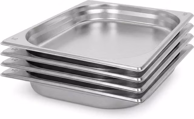 Argon Tableware Stainless Steel Gastronorm Containers 1/2 1.75 l, 40 mm Depth, Pack of 4, Silver – 2