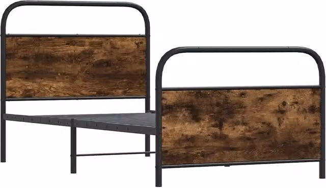 Berkfield Home Elegant Bed Frame in Smoked Oak Brown, W/D/H: 90 x 200 x 207 cm – 1