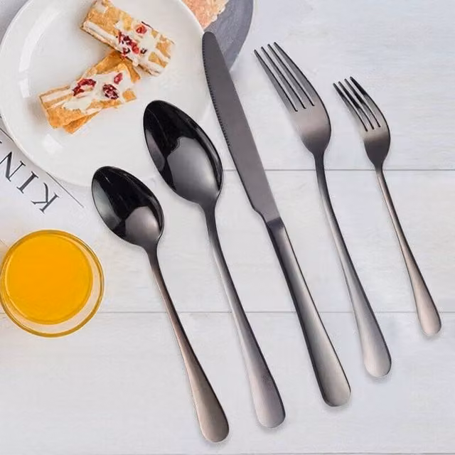 SPETLEK 30-Piece Black Coated Stainless Steel Cutlery Dinner Set