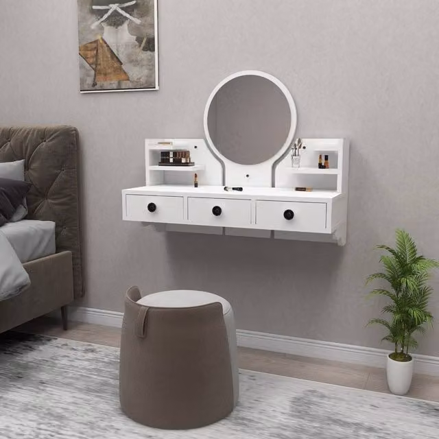 Destina Home Cosmo Makeup Vanity Table with Mirror in White – 2