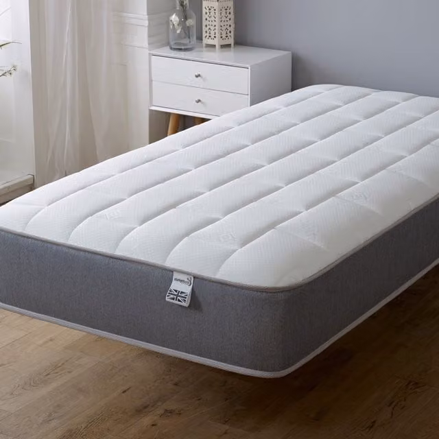 Starlight Beds Big Brick Design Open Coil Spring Hybrid Mattress, Grey and White, W: 80 cm, L: 190 cm